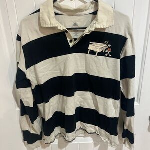 Striped Disney Rugby Shirt with Embroidered Mickey Mouse Piano GUC